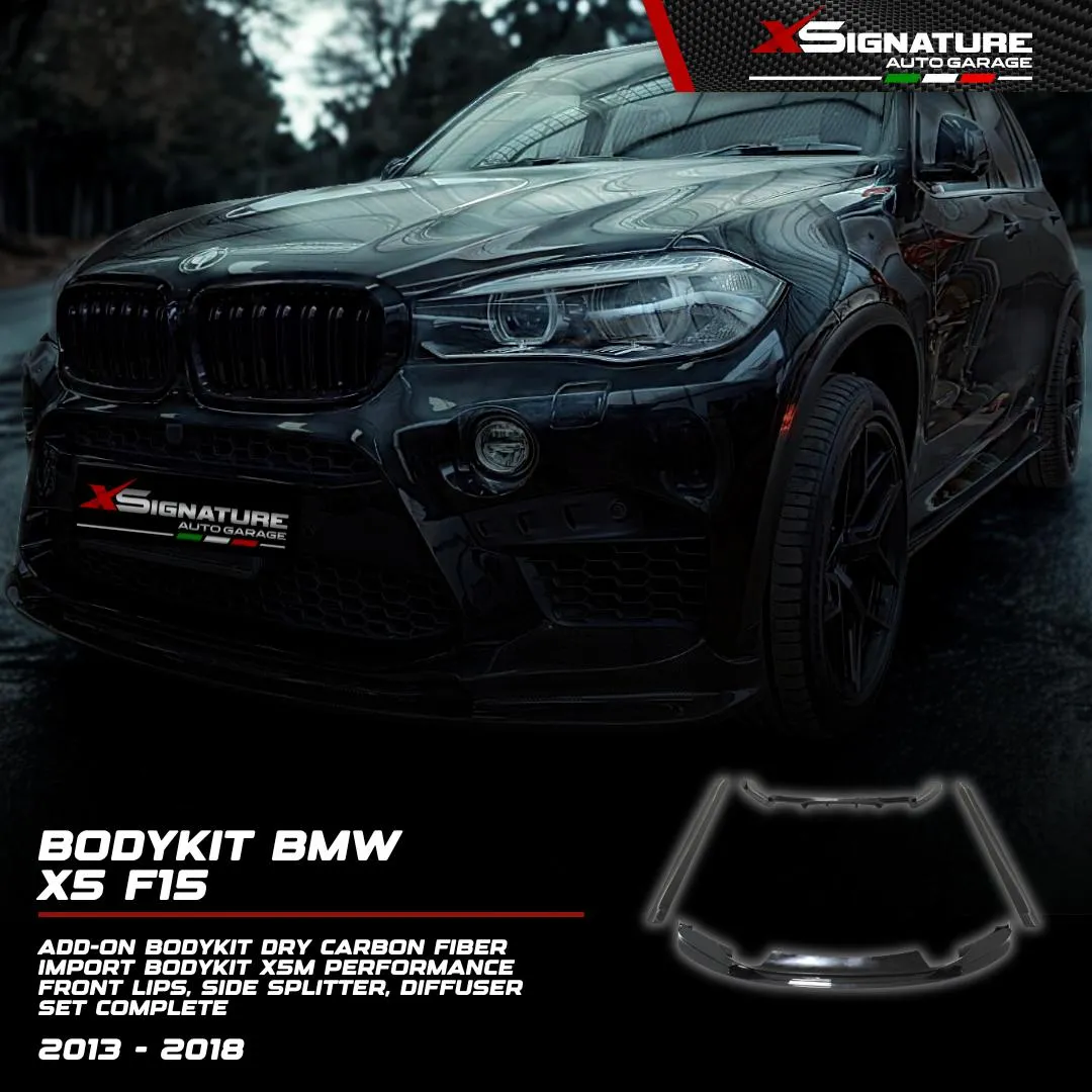 BMW X5 F15 (2013-2018) ADD-0N BODYKIT DRY CARBON FIBER IMPORT BODYKIT X5M M PERFORMANCE FRONT LIPS, SIDE SPLITTER, DIFFUSER SET COMPLETE