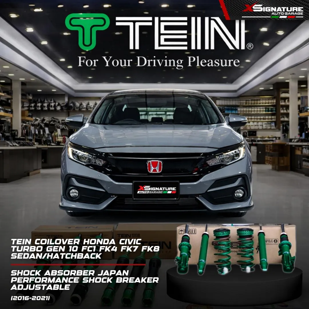 TEIN COILOVER HONDA CIVIC TURBO GEN 10 FC1 FK4 FK7 FK8 SEDAN/HATCHBACK (2016-2021)  STREET ADVANCE Z (SAZ) SHOCK ABSORBER JAPAN PERFORMANCE SHOCK BREAKER ADJUSTABLE LOW HIGH & DAMPING FORCE