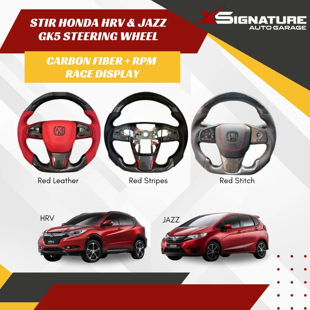 STIR HONDA HRV JAZZ GK5 STEERING WHEEL CARBON FIBER RPM RACE DISPLAY