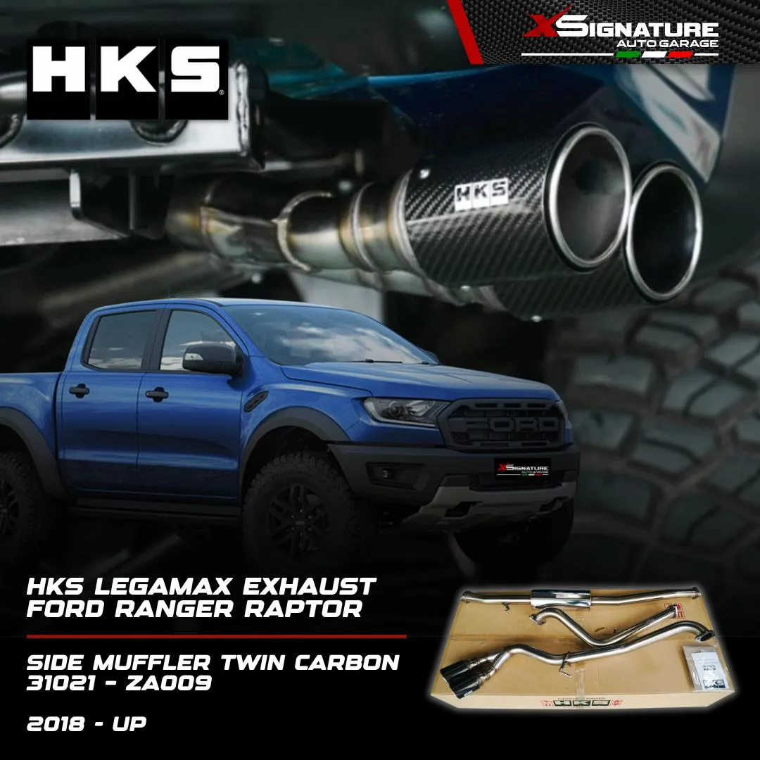 HKS EXHAUST FORD RANGER RAPTOR 2018+ LEGAMAX SIDE MUFFLER TWIN CARBON