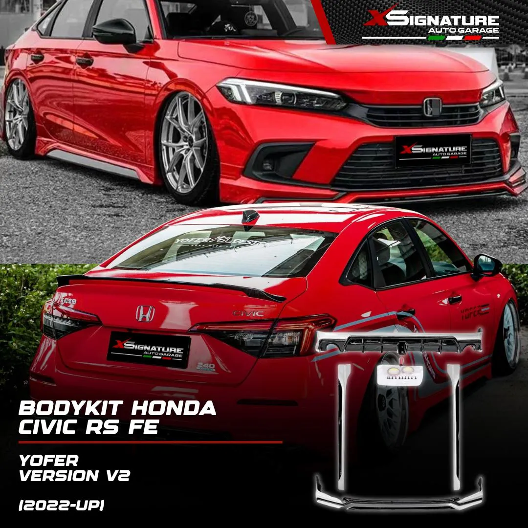 BODYKIT V2 YOFER VERSION 2 HONDA CIVIC TURBO RS (2022-UP) FE FE1 FE2 SEDAN COMPLETE SET ORIGINAL IMPORT YOFER II BORN WITH STYLE