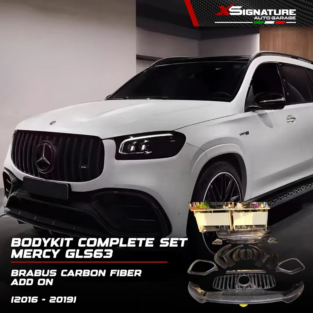 MERCY MERCEDES BENZ GLS63 AMG BRABUS CARBON FIBER ADD-ON BODYKIT COMPLETE SET WITH GRILLE