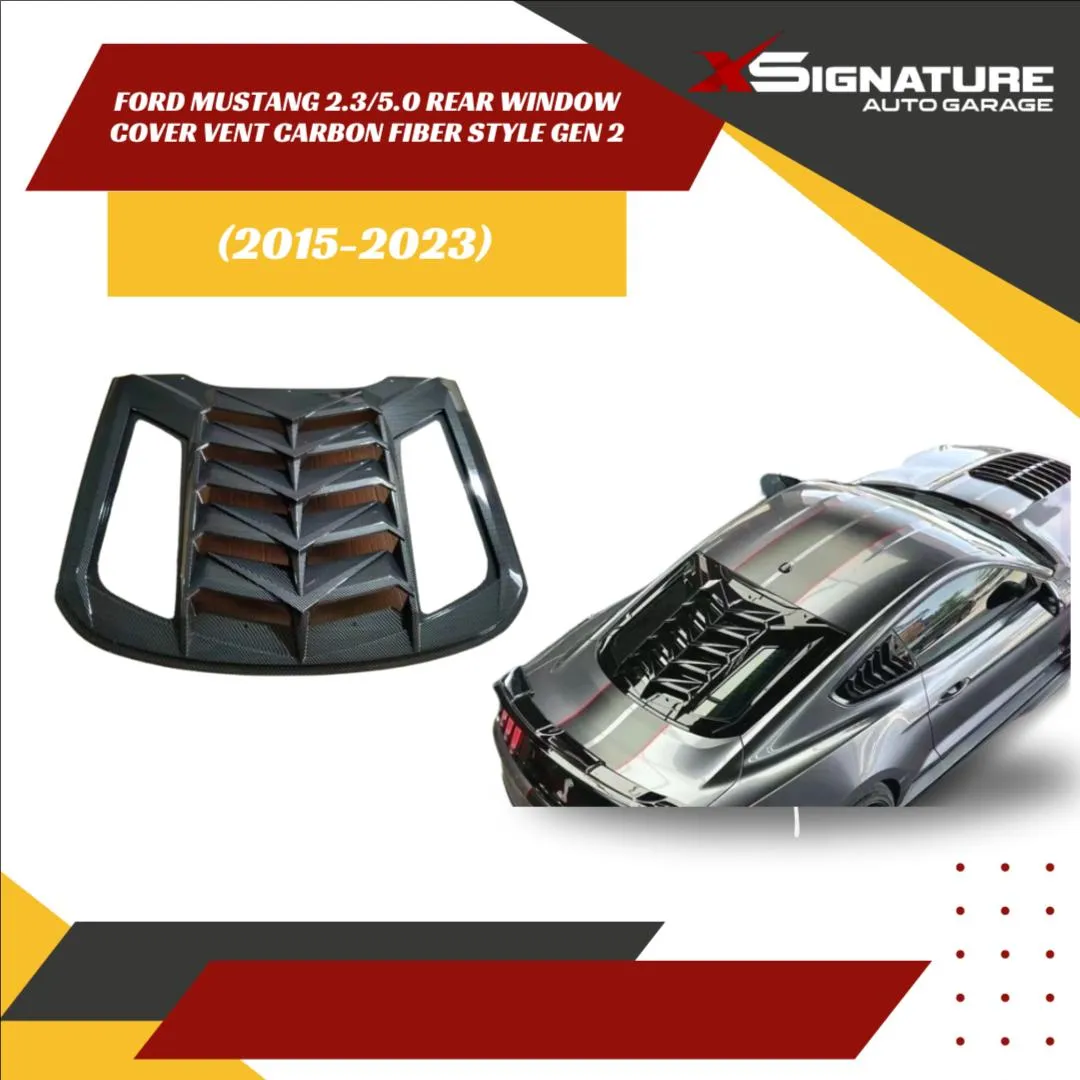 REAR WINDOW COVER VENT CARBON FIBER STYLE GEN 2 FOR FORD MUSTANG 2015