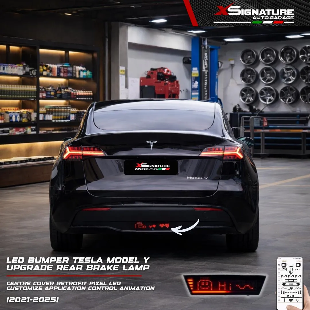 LED BUMPER TESLA MODEL Y (2021-2025) UPGRADE REAR BRAKE LAMP CENTRE COVER RETROFIT PIXEL LED CUSTOMIZE APPLICATION CONTROL ANIMATION