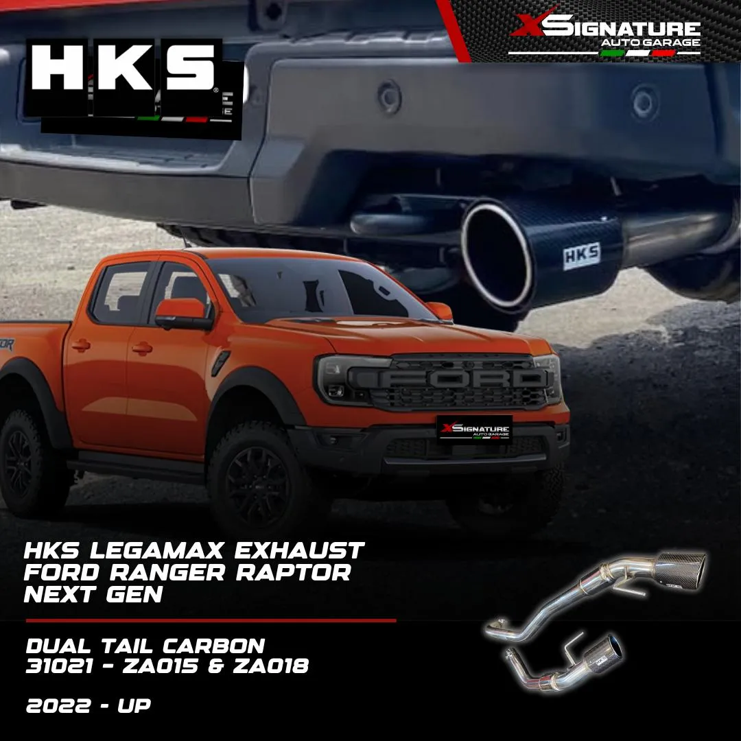 HKS EXHAUST FORD RANGER RAPTOR NEXT GEN 2022+ LEGAMAX DUAL CARBON TAIL & LEGAMAX DUAL TAIL CARBON