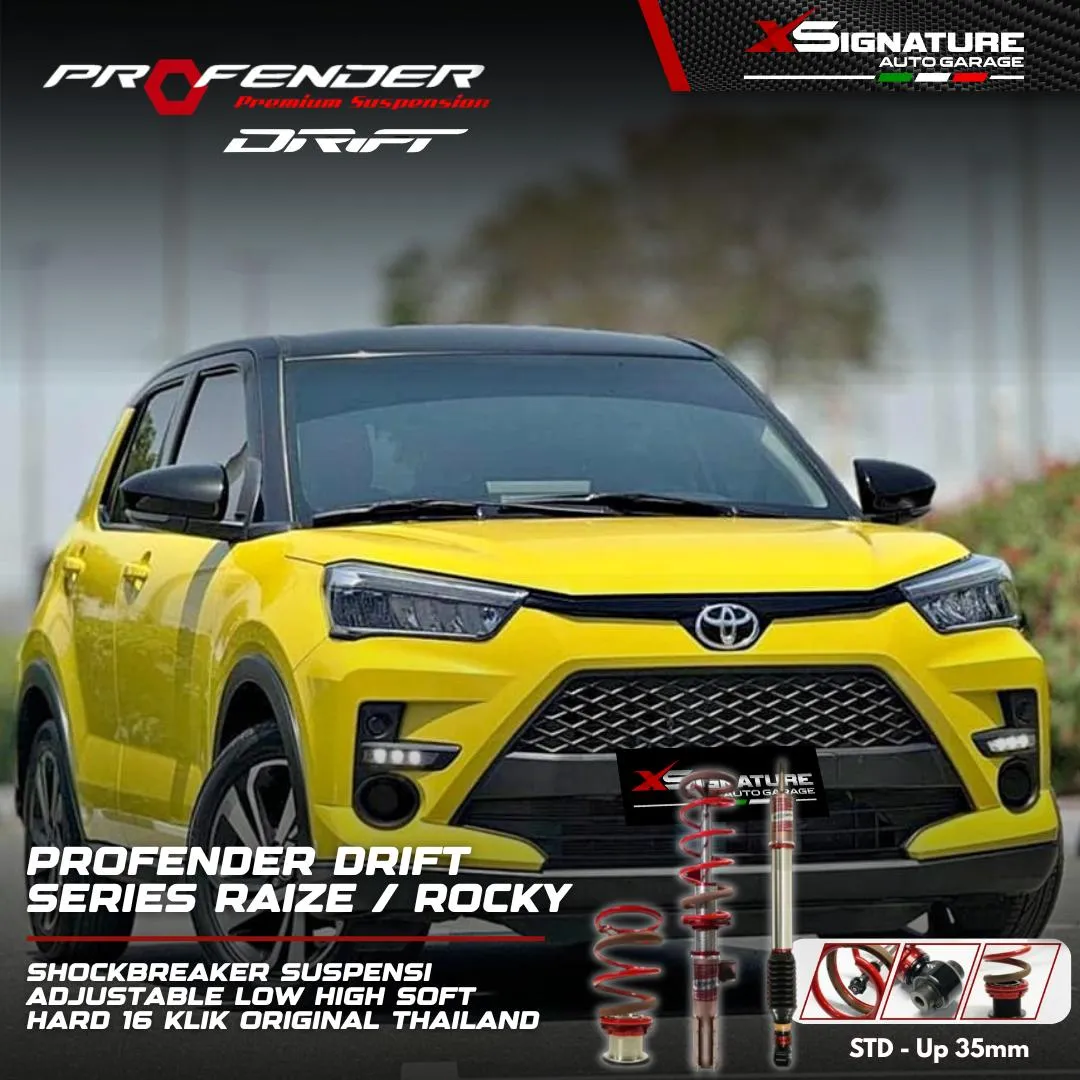 PROFENDER COILOVER DRIFT SERIES RAIZE / ROCKY SHOCKBREAKER SUSPENSI ADJUSTABLE LOW HIGH SOFT HARD THAILAND