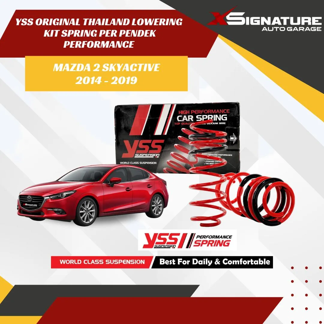YSS ORIGINAL THAILAND LOWERING KIT SPRING PER PENDEK PERFORMANCE MAZDA 2 SKYACTIVE (2014-2019)