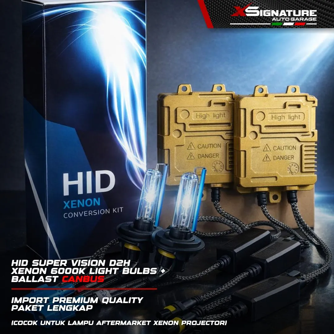 HID SUPER VISION D2H XENON 6000K LIGHT BULBS + BALLAST CANBUS IMPORT PREMIUM QUALITY PAKET LENGKAP (COCOK UNTUK LAMPU AFTERMARKET XENON PROJECTOR)