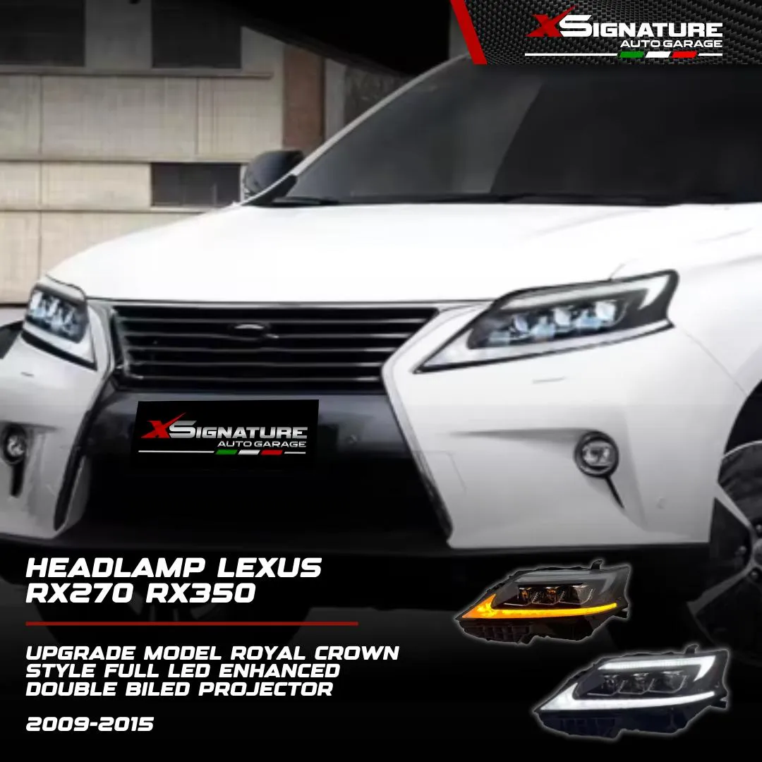 HEADLAMP LEXUS RX270 RX350 (2009-2015) UPGRADE 2025 STYLE RX450H HYBRID MODEL V6 TRIPLE LENS FULL PROJECTOR BILED WITH DYNAMIC WELCOME LIGHT ANIMATION